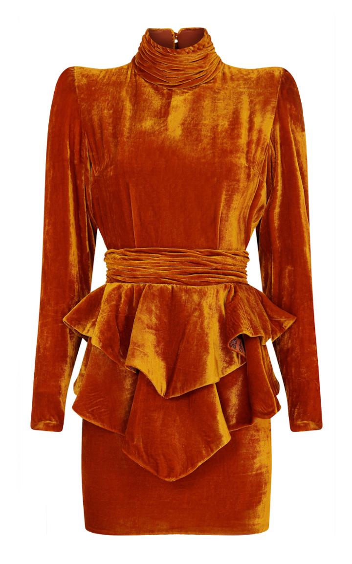 Moda Operandi Raisa Vanessa Ruffled Velvet Mini Dress