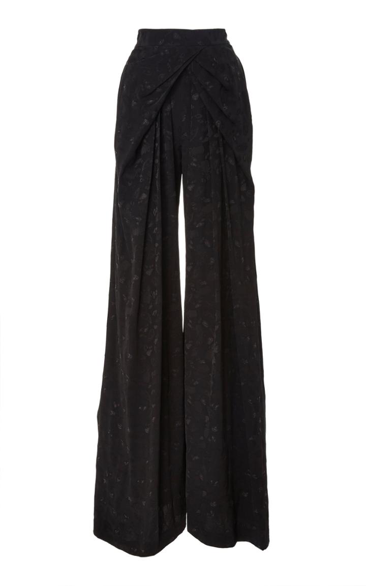 Brandon Maxwell Drape Front Jacquard Pant