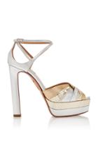 Aquazzura La Di Da Metallic Snake-effect Leather Platform Sandals
