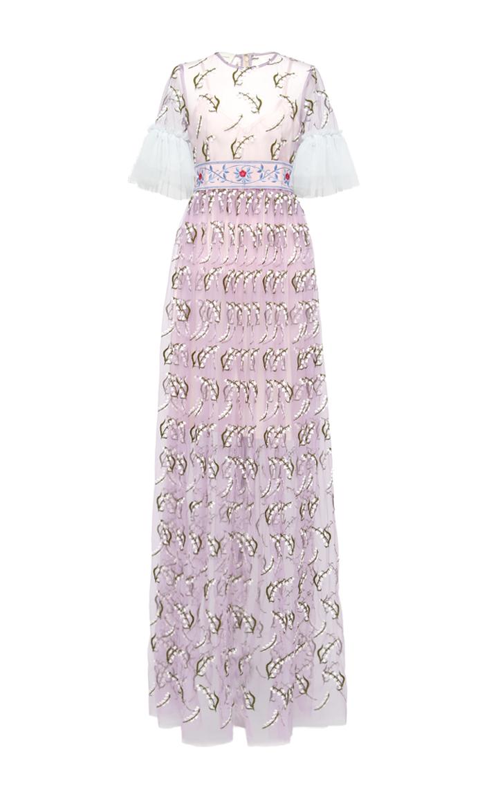 Giuseppe Di Morabito Transparent Embroidered Tulle Long Dress
