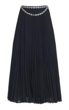 Christopher Kane Crystal Belted Pleated Cady Midi Skirt