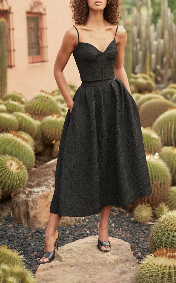 Moda Operandi Monique Lhuillier Tea-length Matelasse-jacquard Skirt