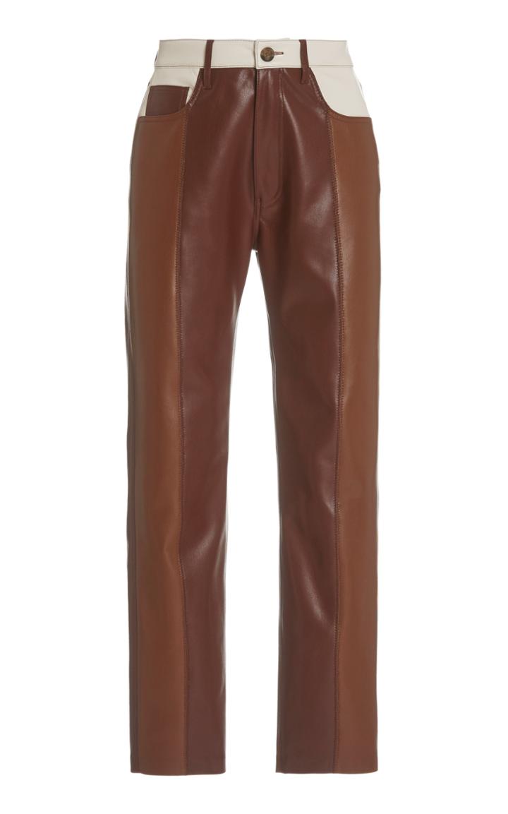 Nanushka Vinni Color-block Vegan Leather Straight-leg Pants