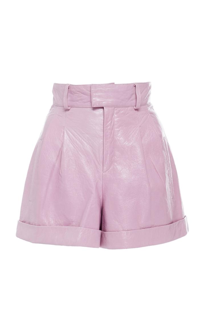 Nour Hammour Cameron Metallic Leather Shorts