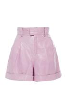 Nour Hammour Cameron Metallic Leather Shorts