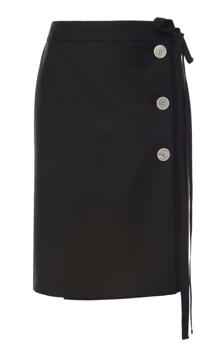Prada Button-embellished Mohair-blend Skirt