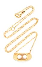 Yael Sonia Ellipse Small Cocoon Pearl 18k Yellow Gold Necklace