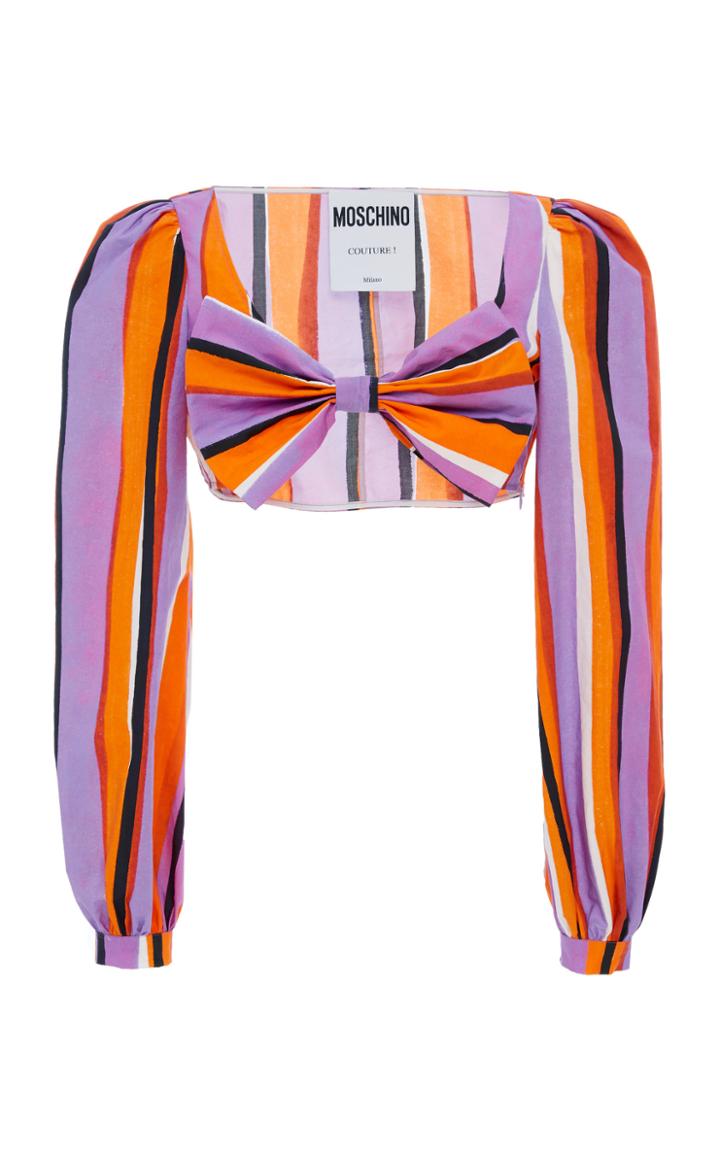 Moschino Stripe Cropped Cotton Poplin Top