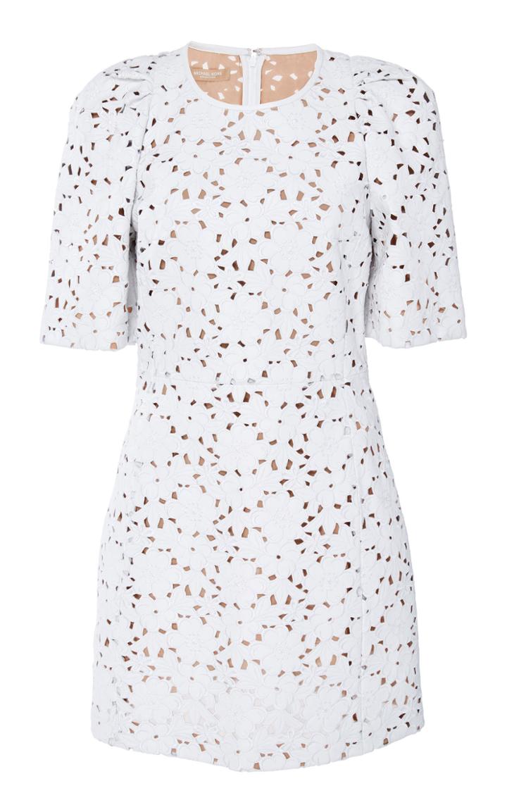 Michael Kors Collection Puff Sleeve Leather Shift Dress