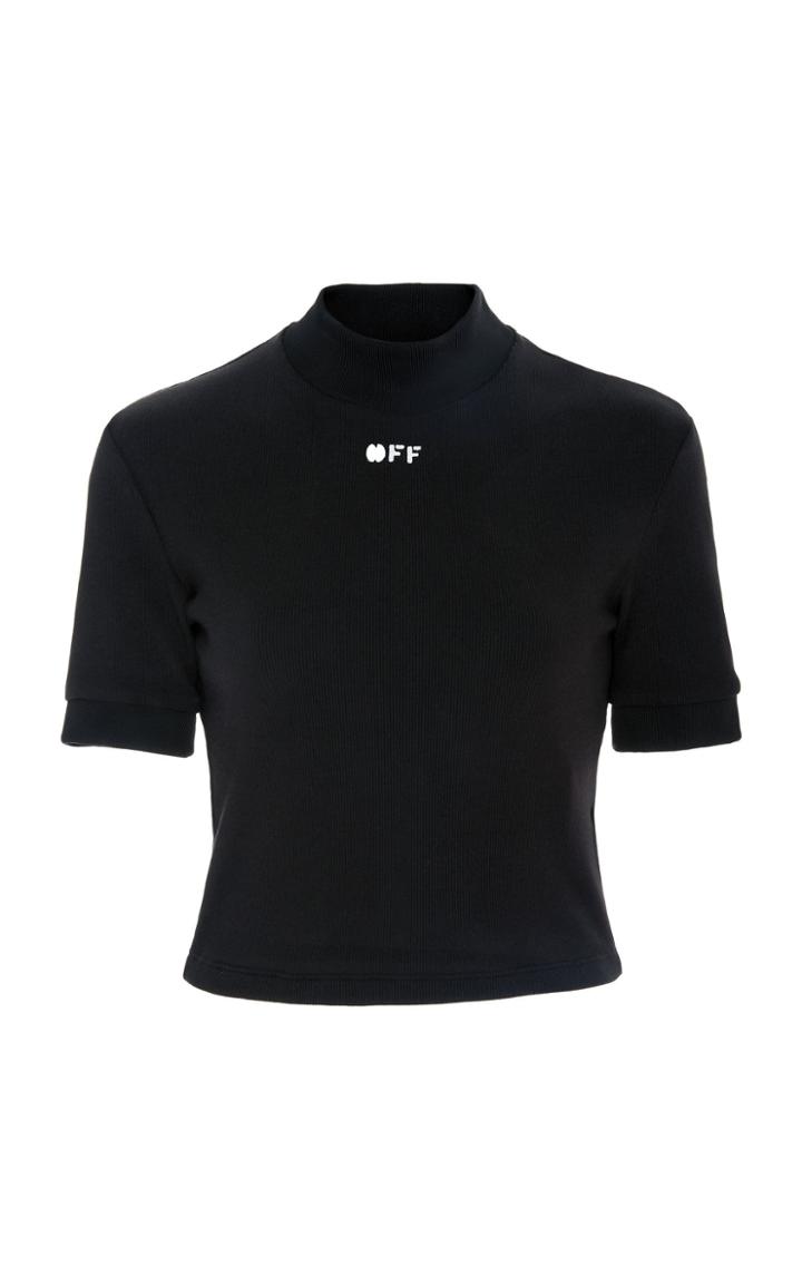 Off-white C/o Virgil Abloh Ribbed Cotton Cropped Logo Top