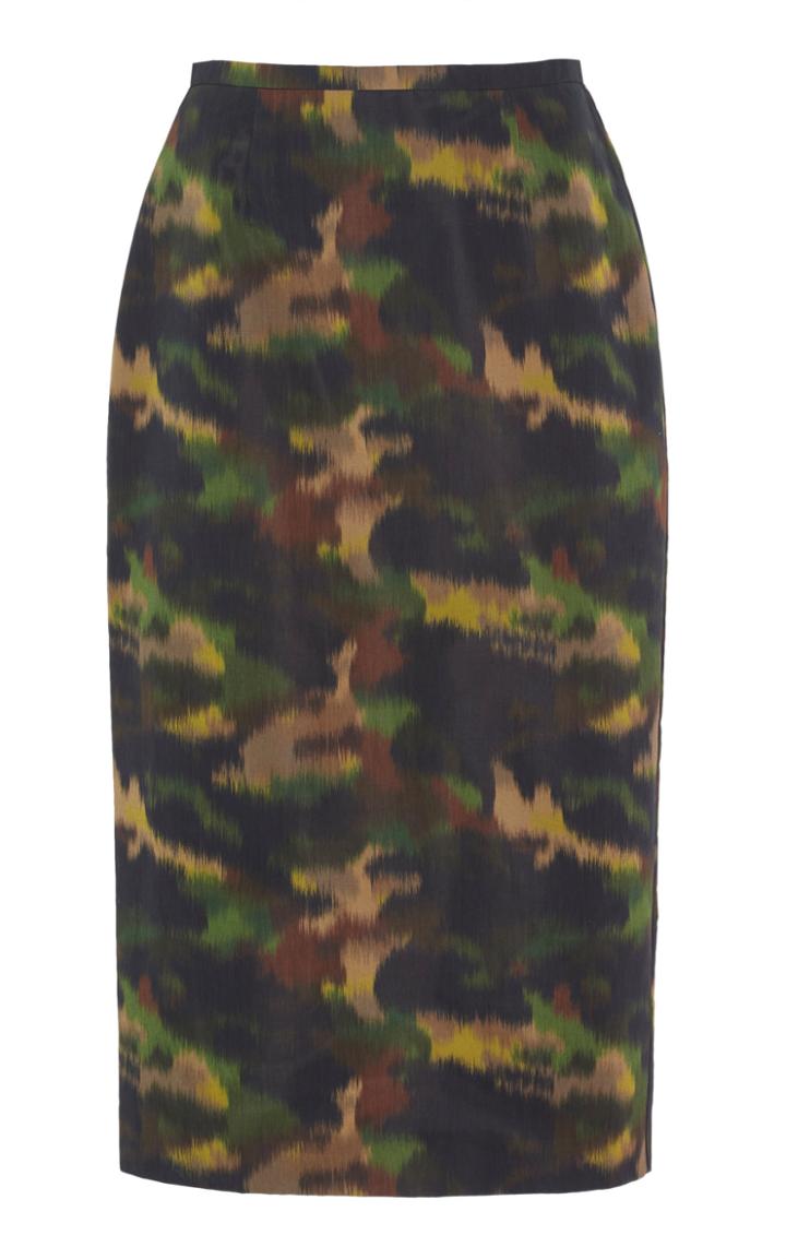 Rochas Broken Camouflage Pencil Skirt