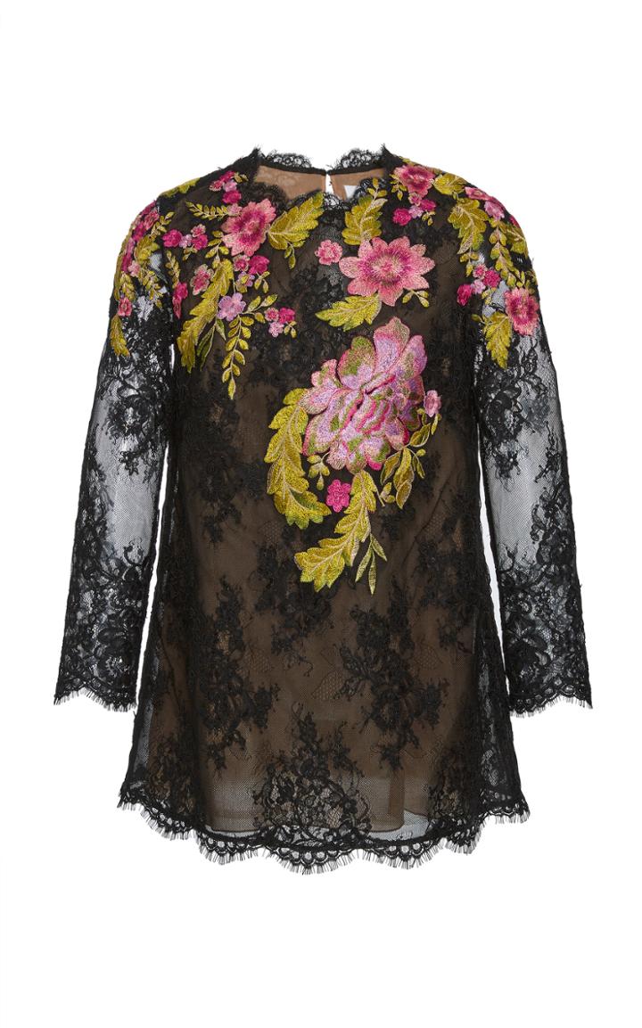 Marchesa Floral Embroidered Lace Tunic