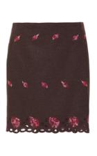Luisa Beccaria Linen Embroidered Mini Skirt