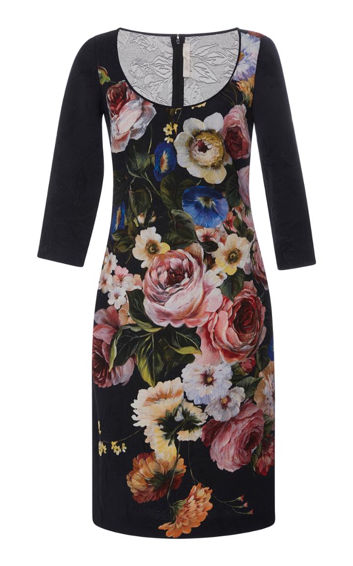 Naeem Khan Floral Scoop Neck Dress
