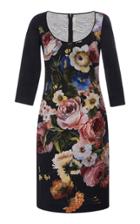 Naeem Khan Floral Scoop Neck Dress