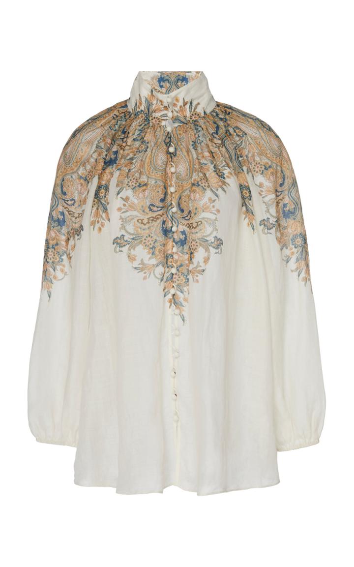 Zimmermann Freja Paisley-print Linen Blouse Size: 0