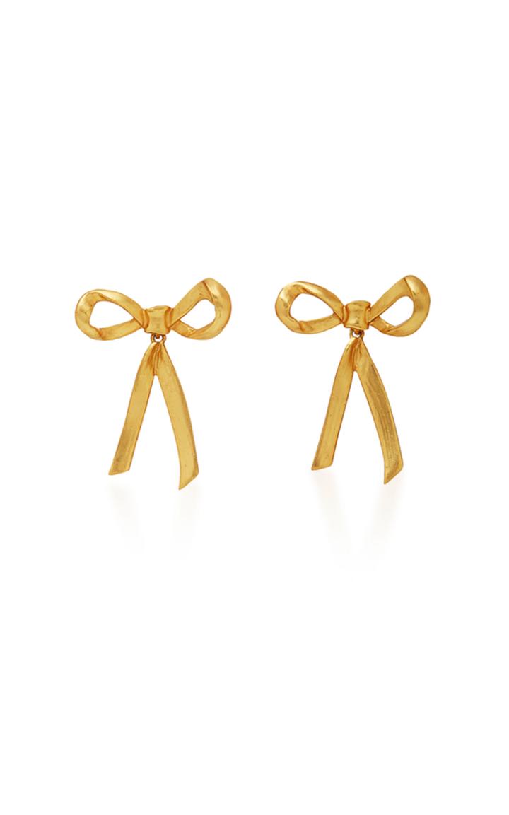 Oscar De La Renta Metal Bow Earrings