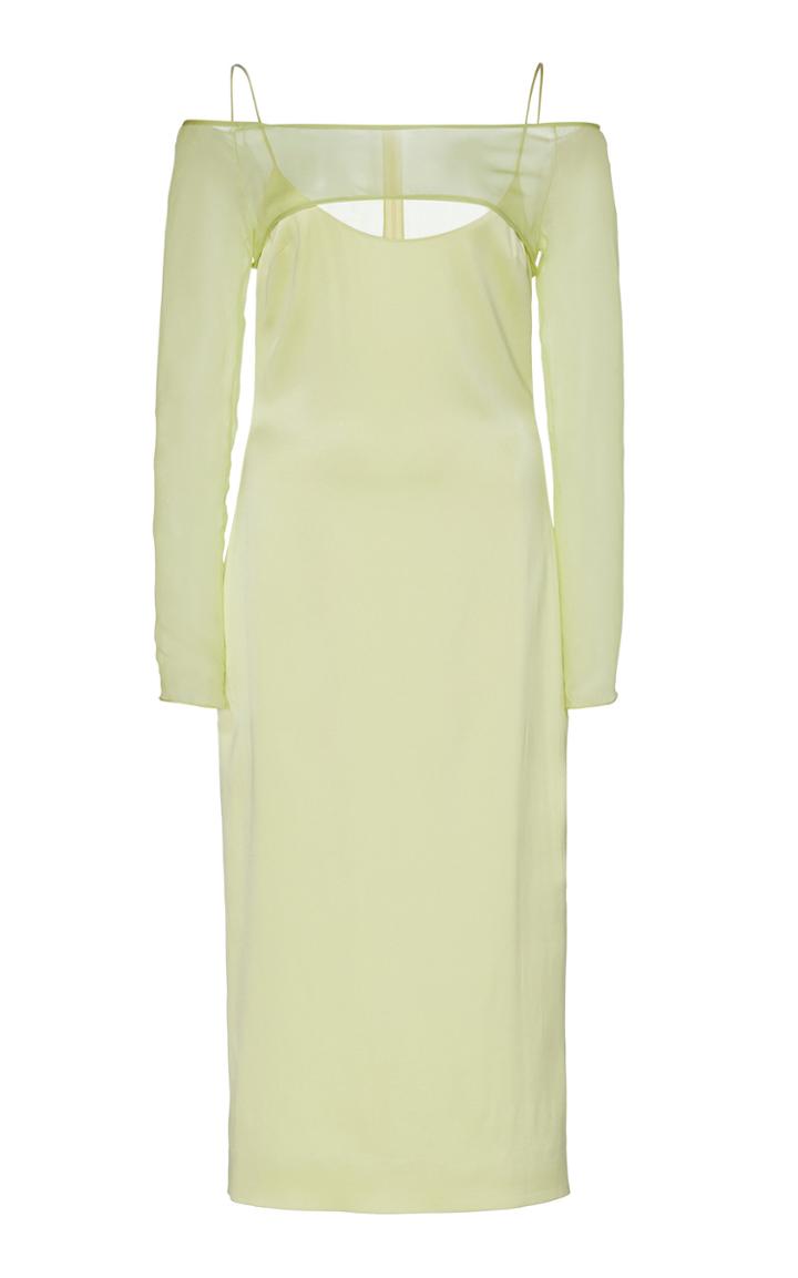 Cushnie Layered Satin-crepe And Chiffon Pencil Dress