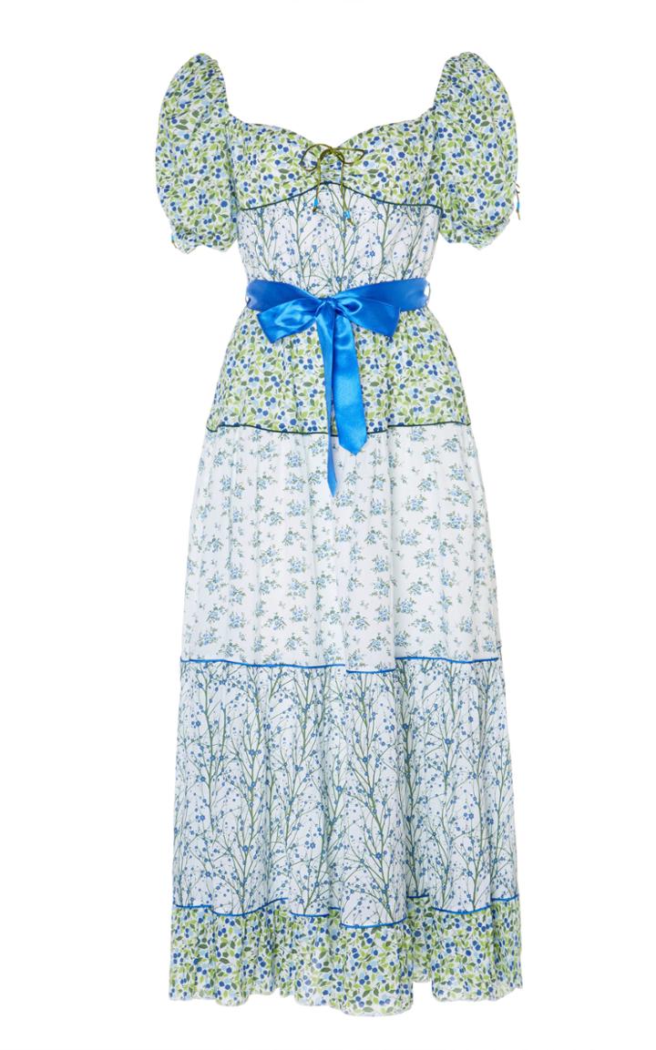 Gl Hrgel Paneled Puff Sleeve Midi Dress