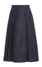Moda Operandi Gabriela Hearst Lerna Pleated Linen Denim Midi Skirt