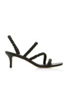 Mara & Mine Theresa Ruched Leather Slingback Sandals