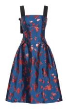 Carolina Herrera Grosgrain-trimmed Satin-jacquard Midi Dress