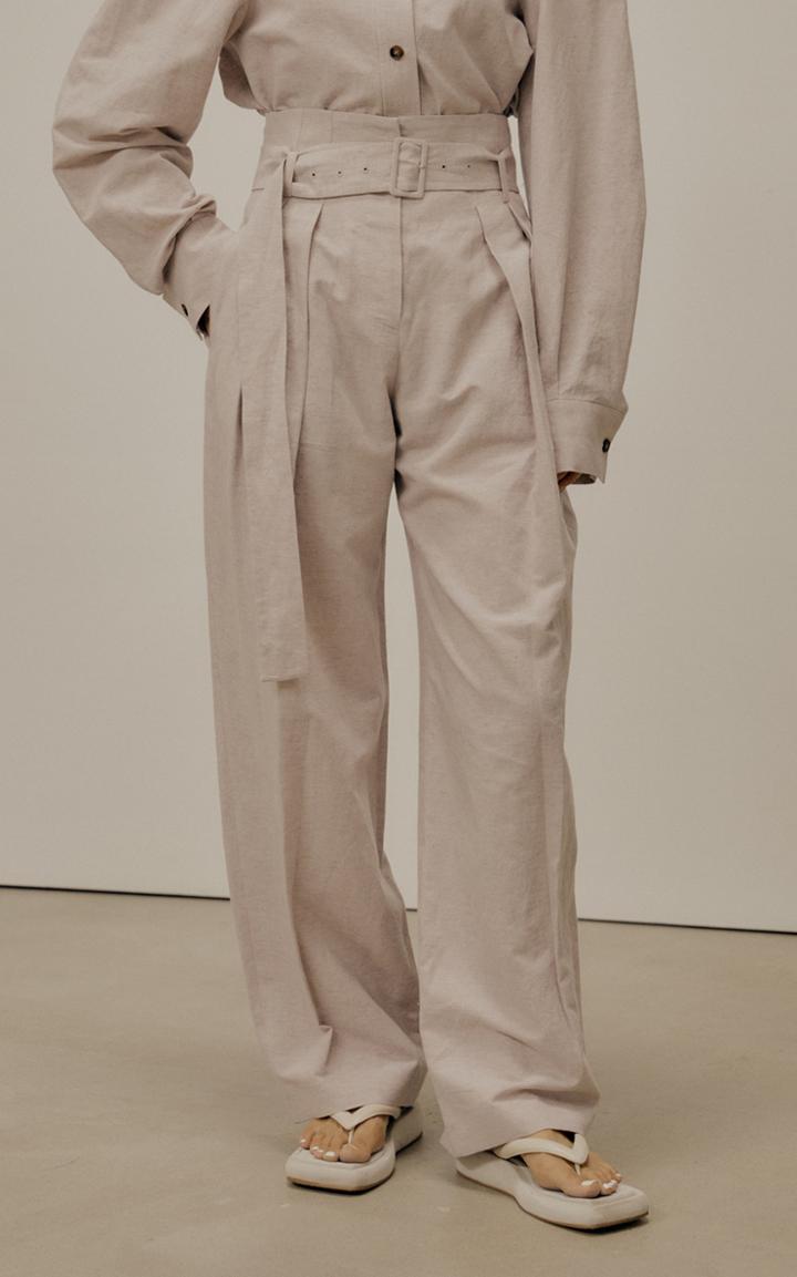 Moda Operandi Low Classic Pleated Cotton-linen Wide-leg Trousers