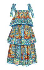 Dolce & Gabbana Printed Poplin Tiered Dress