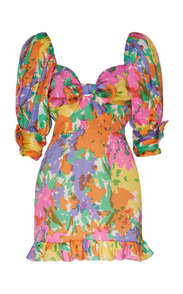 Alessandra Rich Bow-accented Printed Silk Dress
