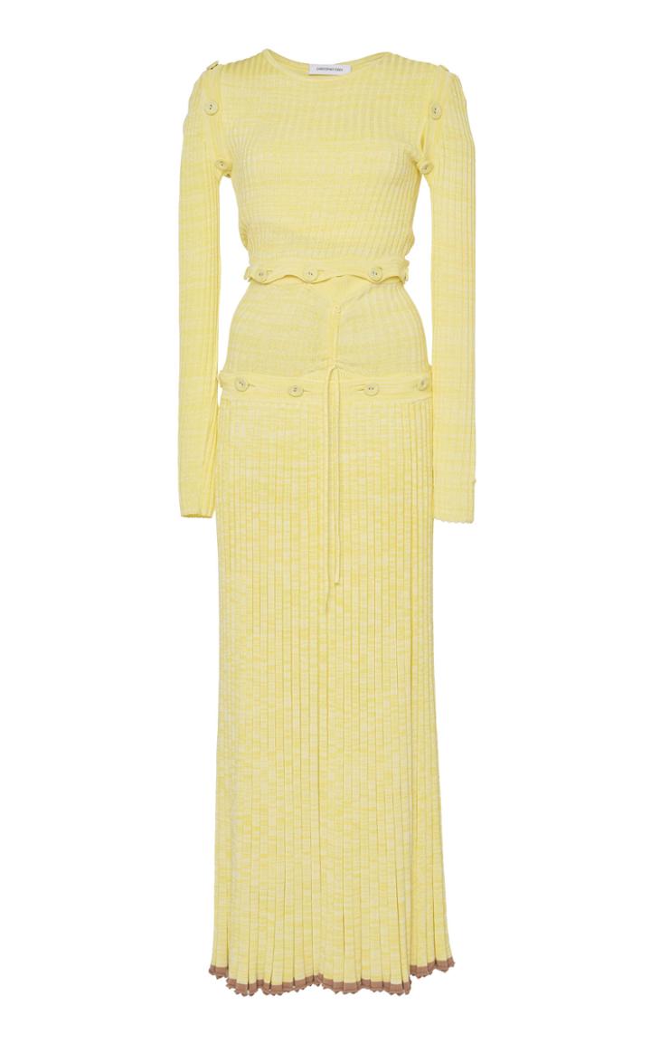 Christopher Esber Button-embellished Stretch-knit Maxi Dress