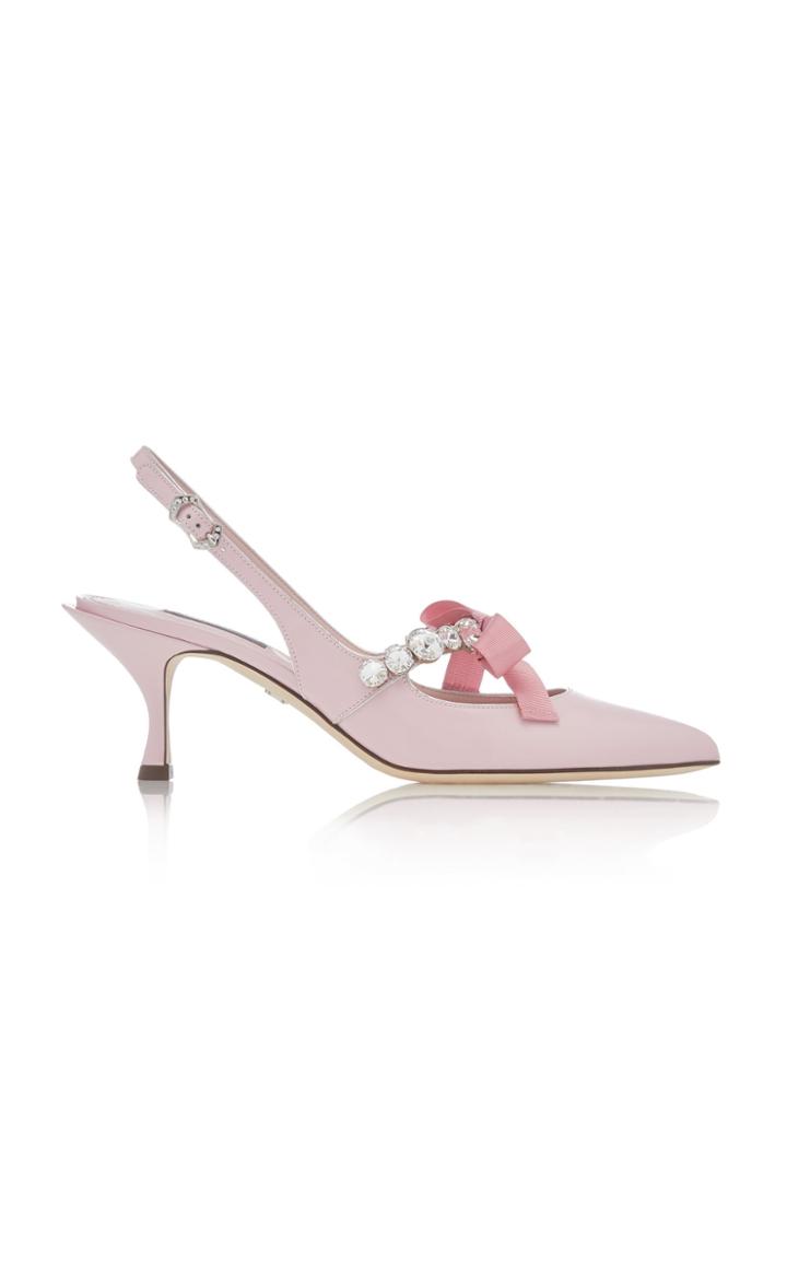 Dolce & Gabbana Crystal And Bow-embellished Leather Slingbacks
