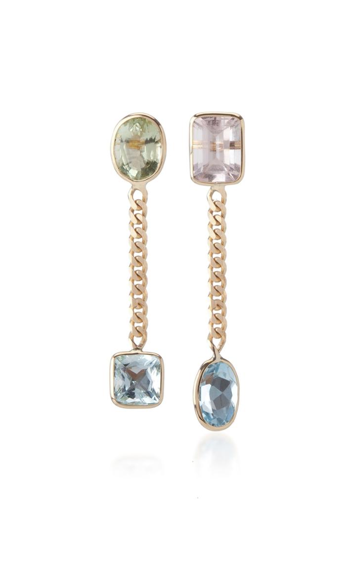 Objet-a Curb Chian Aquamarine And Morganite Earrings