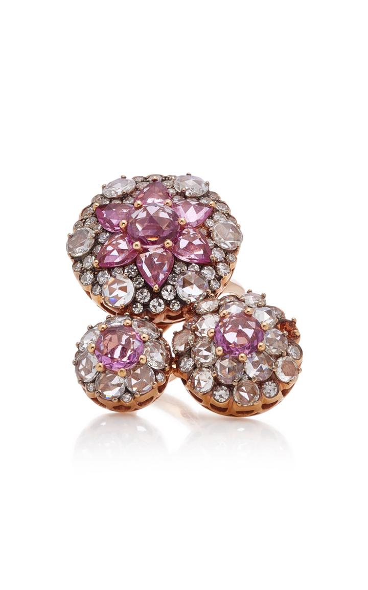 Selim Mouzannar 18k Rose Gold Diamond Pink Sapphire Ring