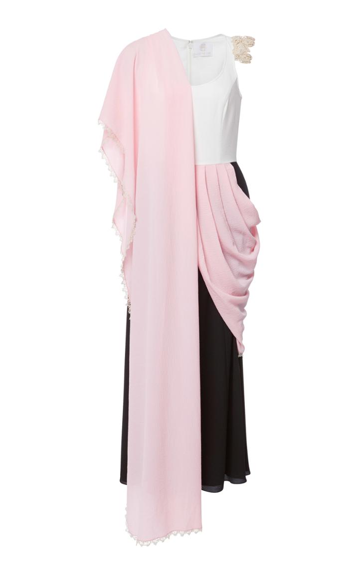 Zayan The Label Contrast Wrap Sari Dress