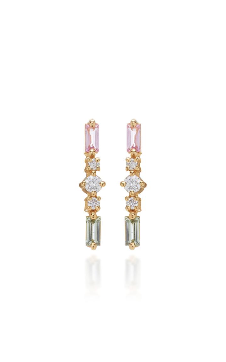 Suzanne Kalan 18k Yellow Gold Diamond And Sapphire Stud Earrings