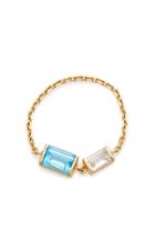 Yi Collection 18k Gold Topaz And Aquamarine Chain Ring