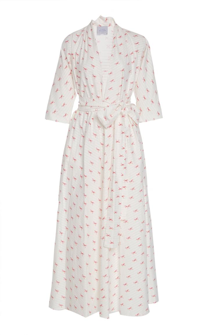 Luisa Beccaria Tie-front Printed Cotton-poplin Midi Dress