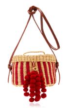 Nannacay Kiki Small Striped Pompom-embellished Raffia Shoulder Bag