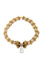 Rodarte Antique Gold Bow And Floral Chain Necklace