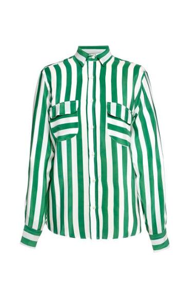 Preorder Stella Jean Uva Green Striped Silk Blouse