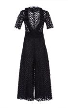 Costarellos V-neck Lace Cropped Jumpsuit