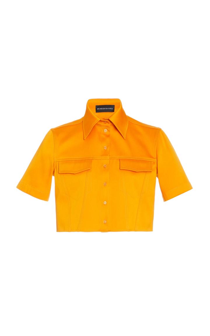 Brandon Maxwell Cropped Cotton-poplin Shirt