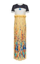 Prada Paneled Embroidered Chiffon Dress