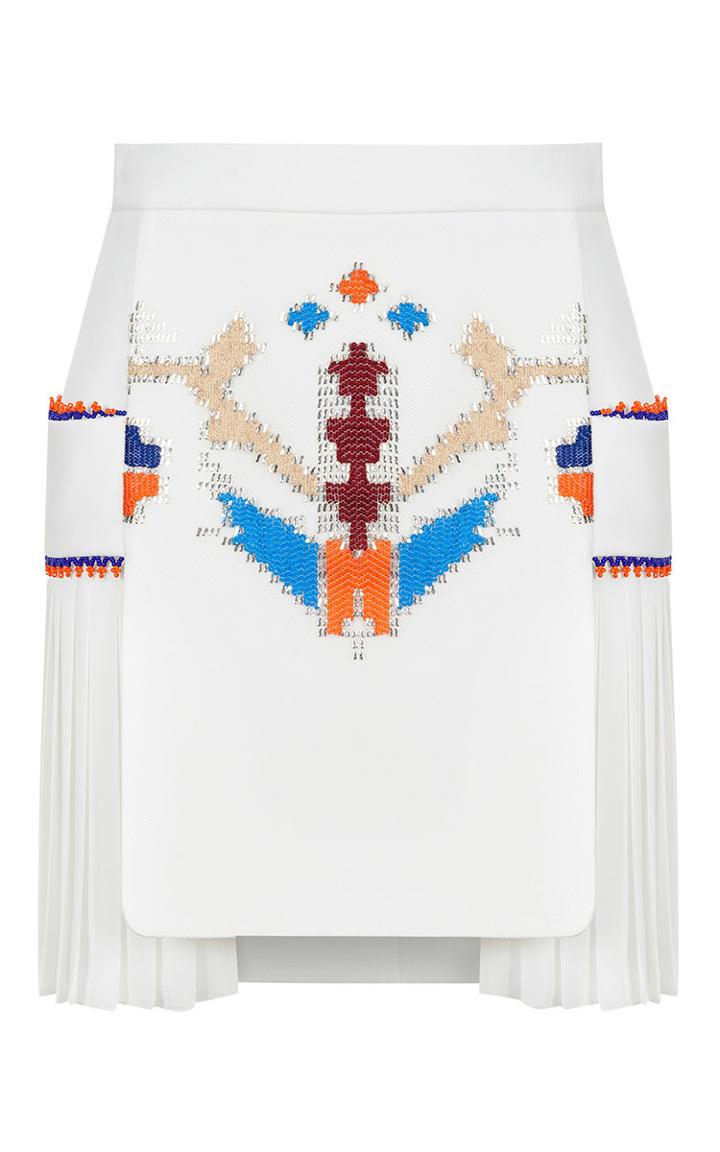 Zeynep Tosun Silver Thread Beaded Village Skirt