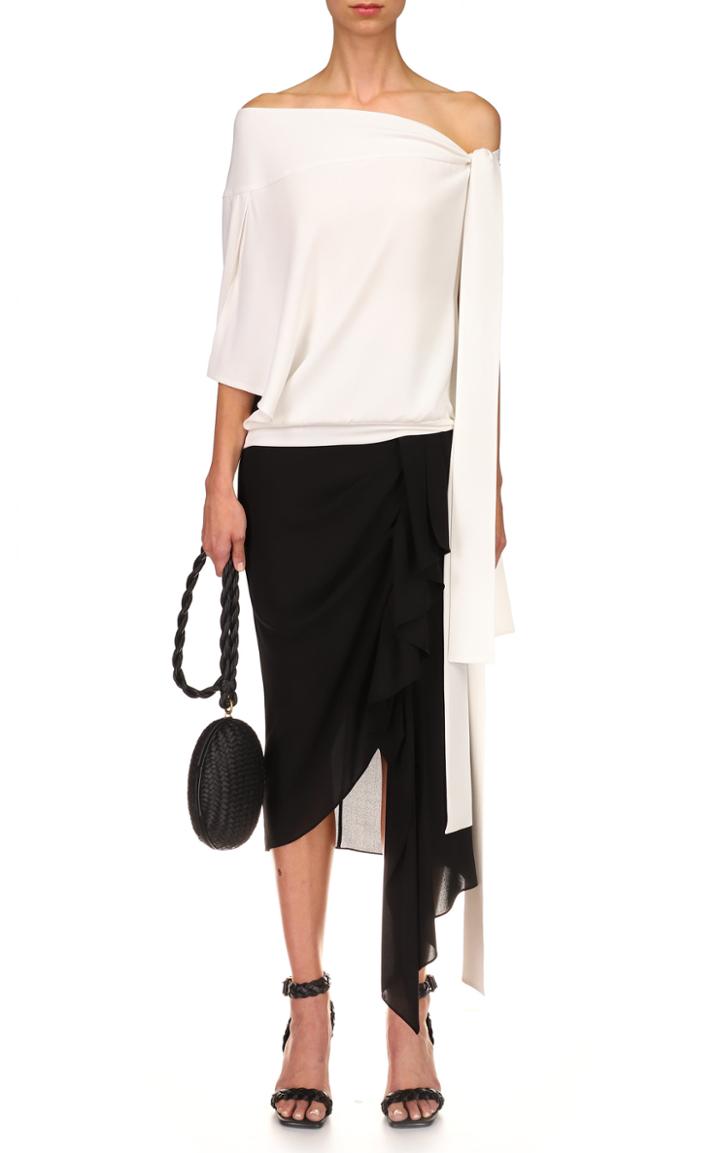 Moda Operandi Michael Kors Collection Off-the-shoulder Tie Silk Shirt