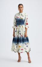 Moda Operandi Oscar De La Renta Floral Tie-dye Cotton-blend Midi Dress