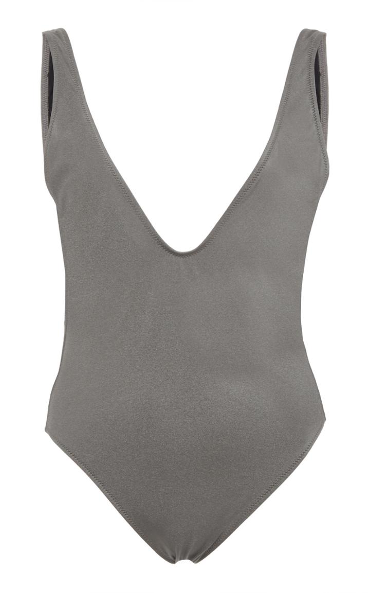Solid & Striped Michelle Shiny Deep V One Piece Swimsuit