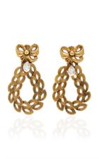 Rodarte Medium Antique Gold Bow And Leaf Chain Earrings