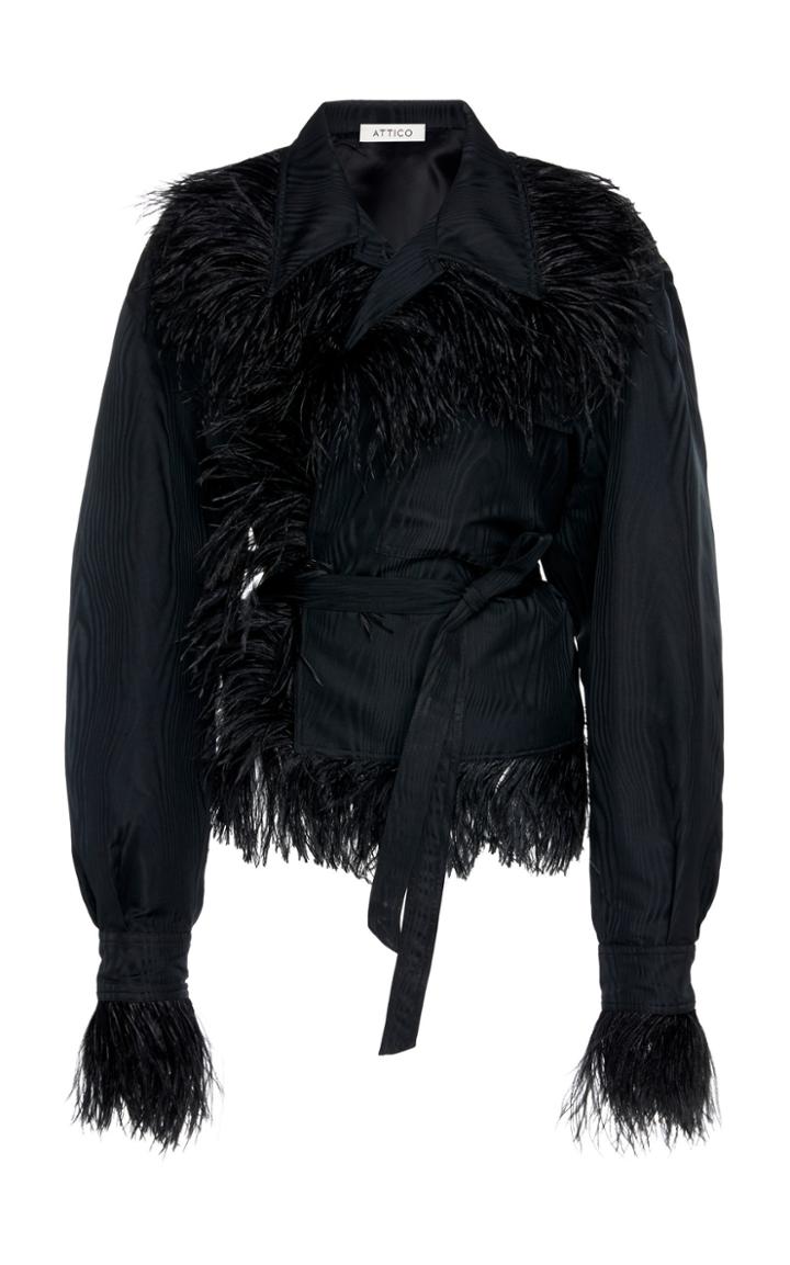 Attico Feather Satin Wrap Jacket
