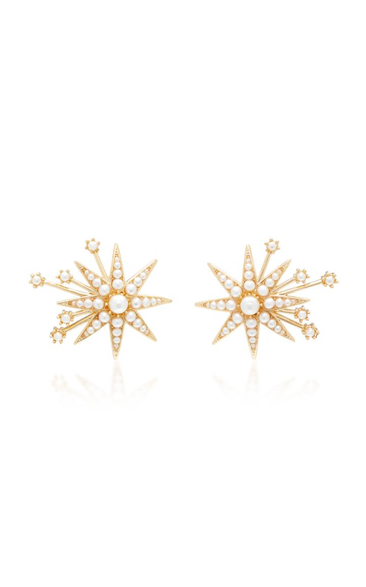 Lulu Frost Nova Glass Pearl And Gold-plated Brass Stud